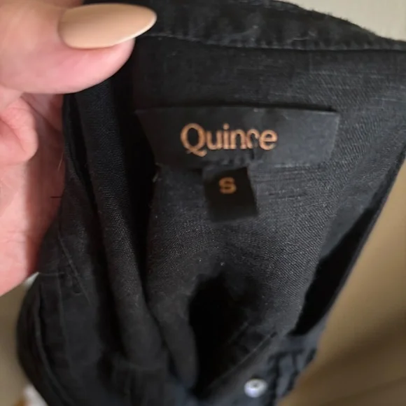 Quince, 100% Linen Sleeveless Swing Dress, Black, Size S - Picture 6 of 7